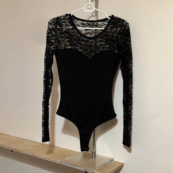 Tops - Black lace body suit top shirt small